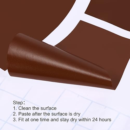 Miniatura 4 de PATIKIL 8 x 3.3 pulgadas, 8 pares de calcomanías de PVC para suelo de zapatos para decoración de clase, guía de escaleras, color marrón oscuro