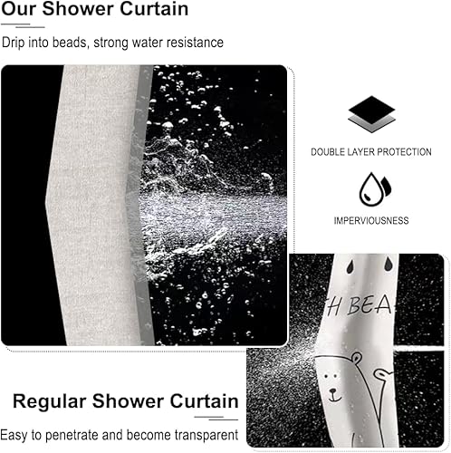 Miniatura 5 de Naturalliving Juego de cortina de ducha de lino con 2 forros de tela a presión, impermeable, sin gancho, juego de cortinas de ducha de hotel beige