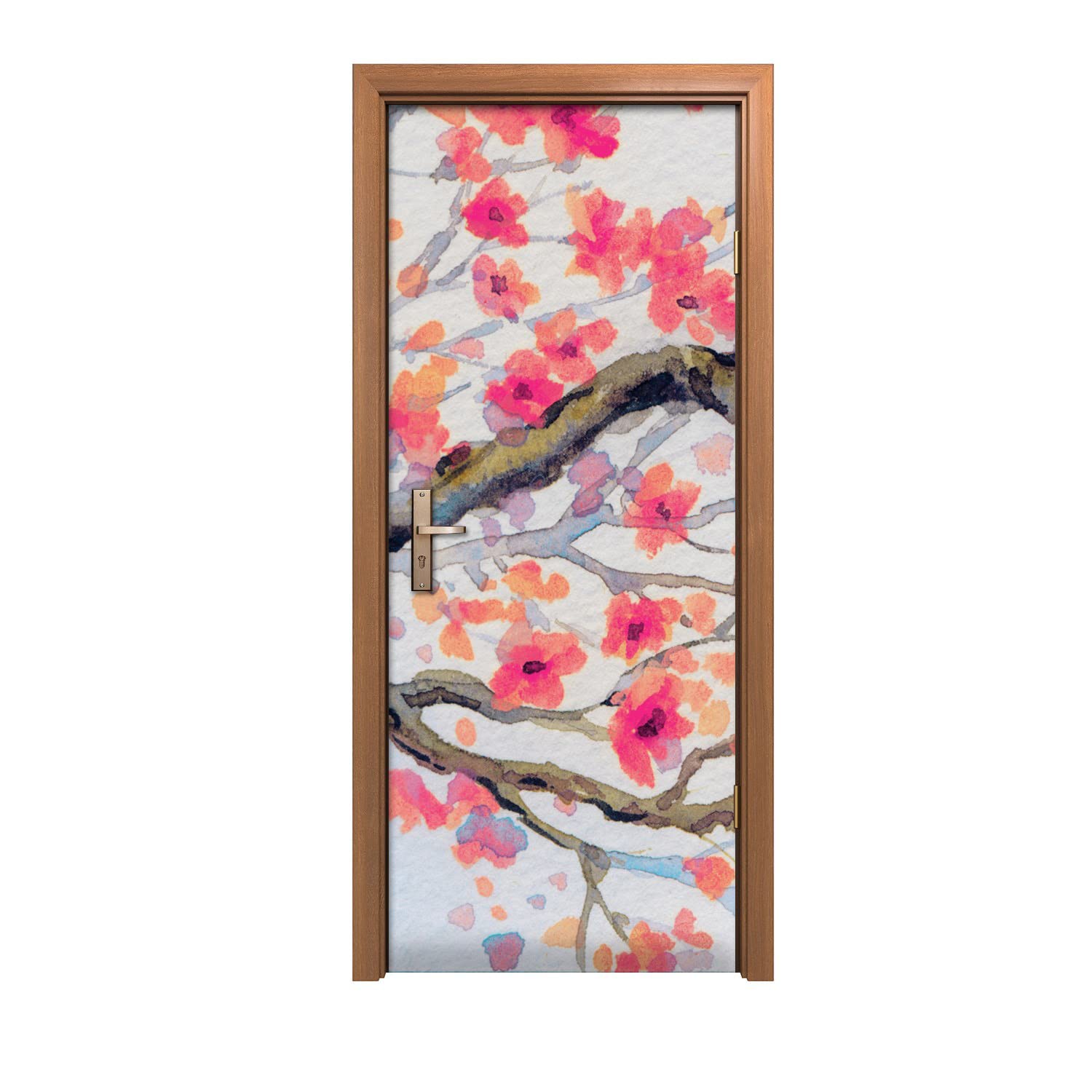 Autocollant de porte Arbre animal pour chambre d'enfant et salon chaleureux