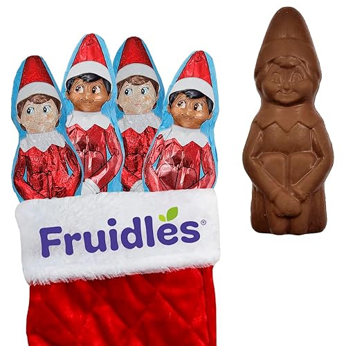 Miniatura 3 de Fruidles Grandes golosinas navideñas de chocolate de elfo en el estante, chocolate con leche sólido y suave, rellenos para bolsas de fiesta,