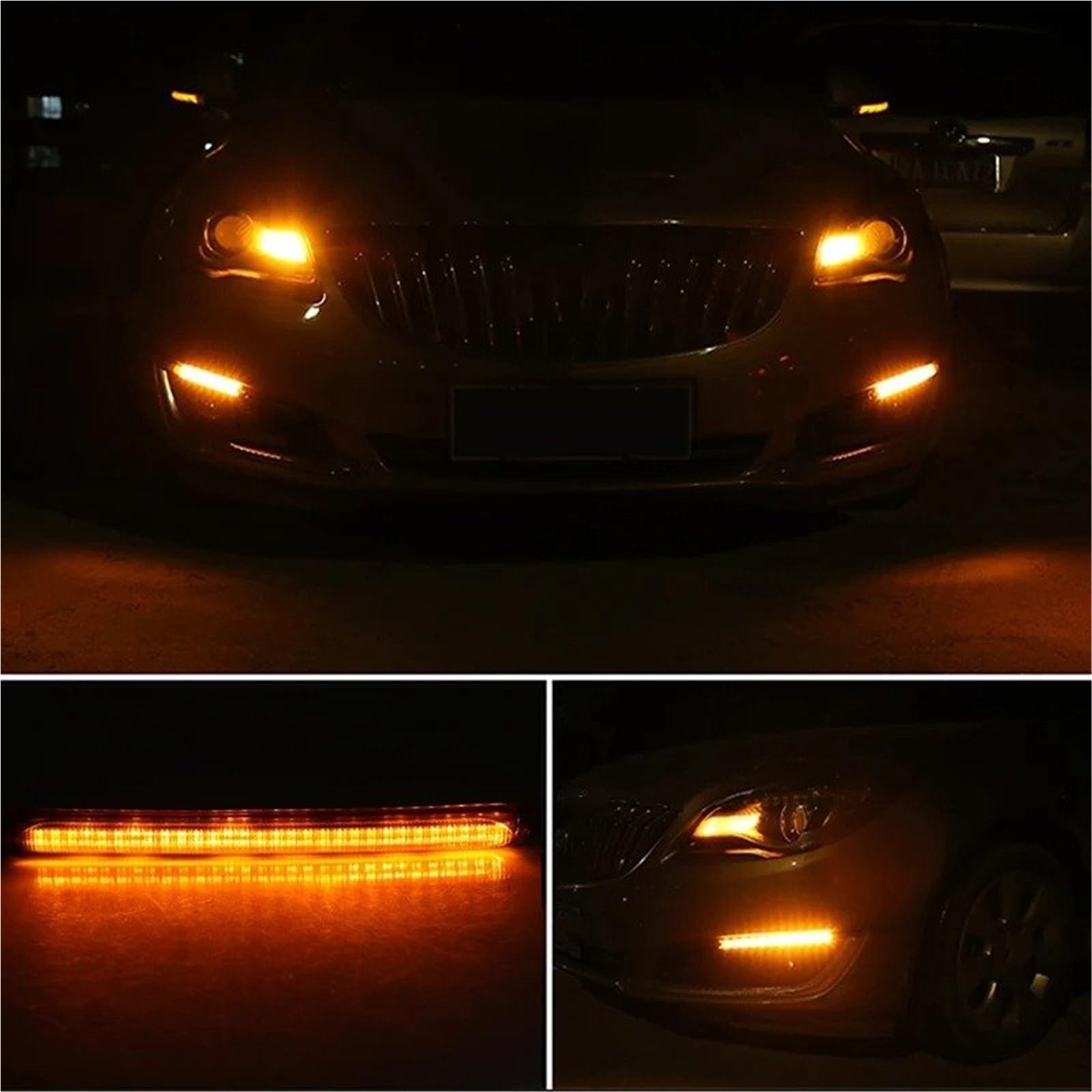 LED Specchietto Retrovisore Indicatore 2 Pezzi 12v Luci Diurne Universali Per Auto Luci Di Marcia Diurna LED Striscia Sequenziale Segnale Di Svolta Flusso Giallo(15.5CM)