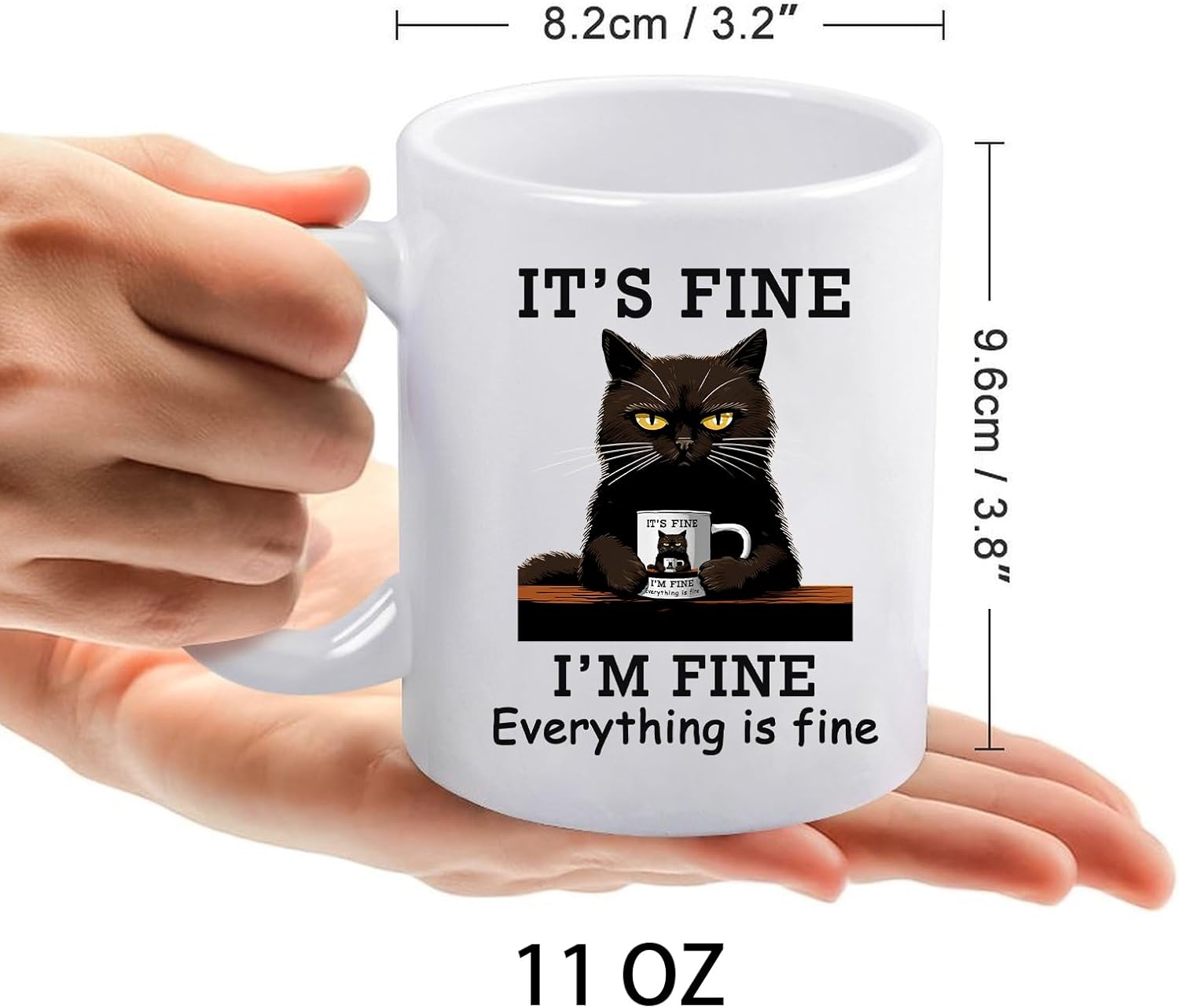 Funny Coffee Mug Adult Humor -It’s Fine Everything is Fine- Gift for Friends Him Her Girls 11oz White Double Sided Mug - Image 2