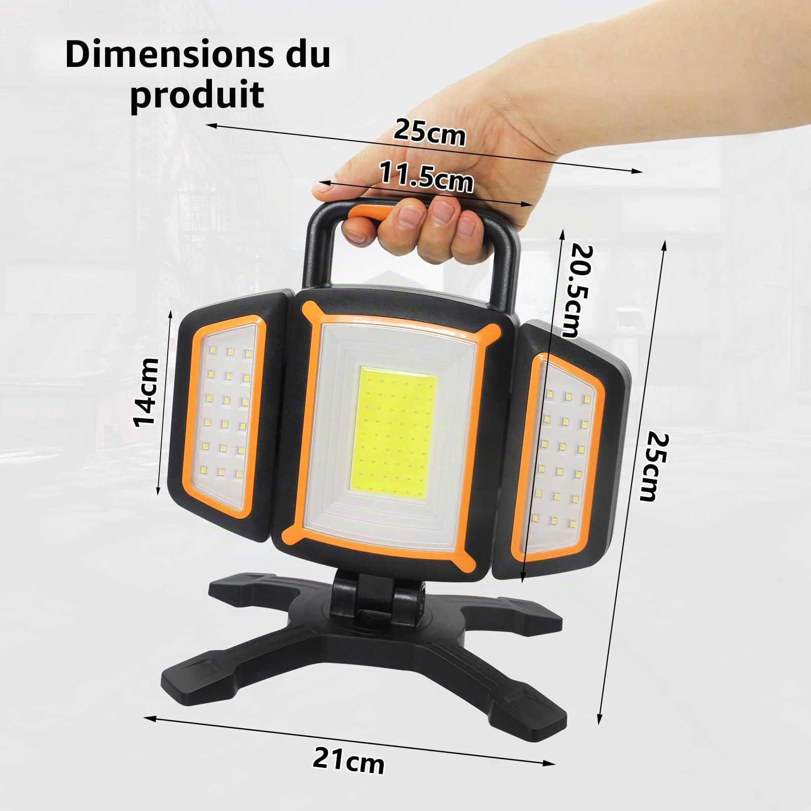 SYLSTAR Projecteur LED Rechargeable 30W, 3000LM Projecteur de Chantier avec Batterie, 5 Modes Lampe Chantier Sans Fil et Powerbank Fonction, Étanche et Rotative pour Garage, Atelier