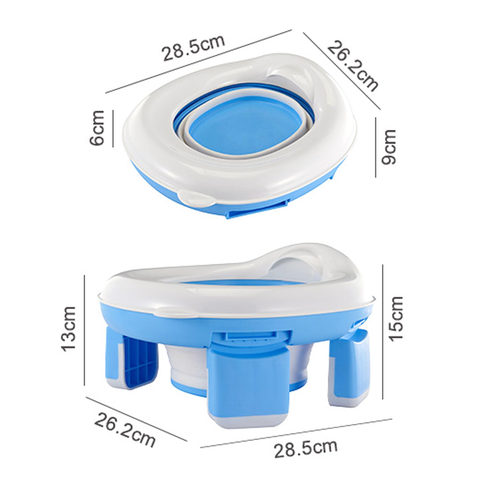 Warmiehomy Portable Travel Potty for Toddlers Kids Baby Foldable Potty Training Toilet Seat for 1-4 Years Boys Girls Indoor Outdoor Carry Potty Travel Toilet with 60pcs Cleaning Bags, Blue - Image 2