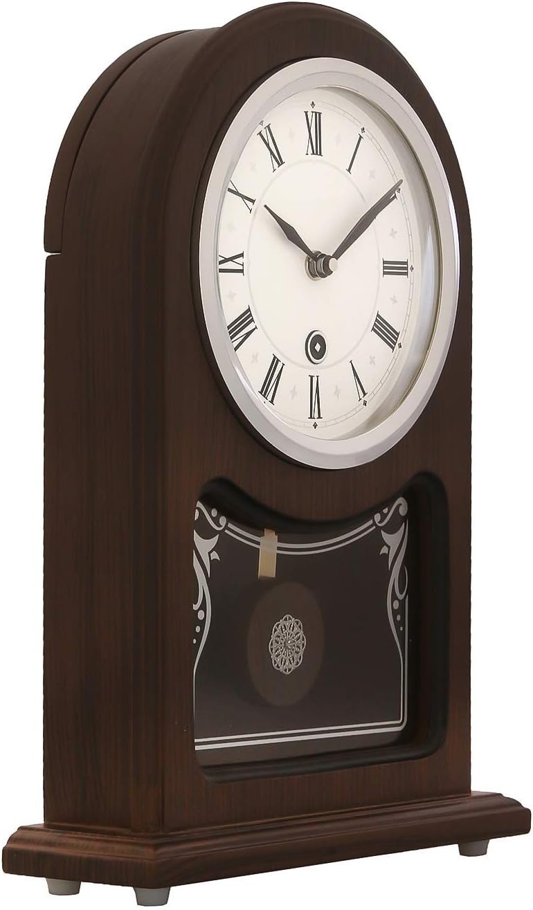 CHRONIKLE Decorative Vertical Wooden Analog Pendulum Home Decor Roman Figure Table/Desk Clock with Sweep Movement (Size: 23 x 8 x 33.5 CM | Weight: 1240 grm | Color: Rosewood)