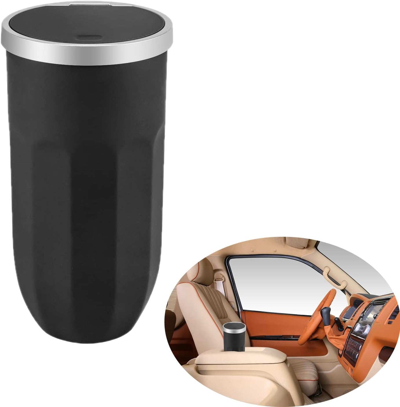 Car Trash Can with Lid, Mini Car Garbage Can with lid Press to Open