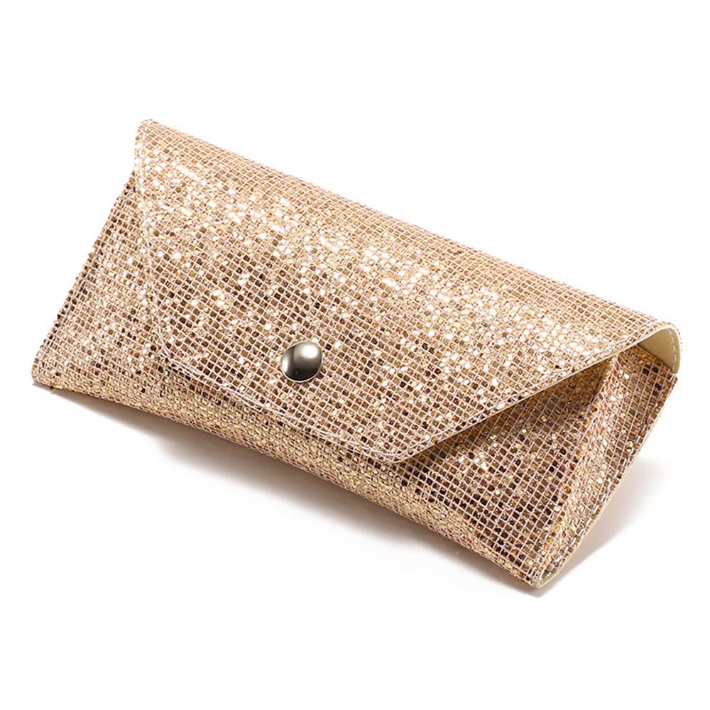WXYNHHD Retro miękkie cekiny skórzane etui na okulary przeciwsłoneczne przenośne unisex skórzane okulary przeciwsłoneczne Bling Box ochronne cekiny pudełko na okulary pudełka