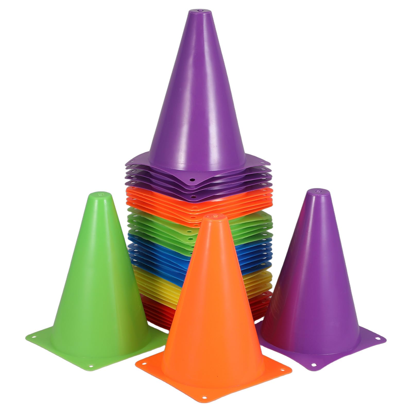 Conos de Fútbol de Plástico 18cm Base Cuadrada para Entrenamiento al Aire Libre, Paquete de 36 Piezas Diseño Estable y Alta Visibilidad
