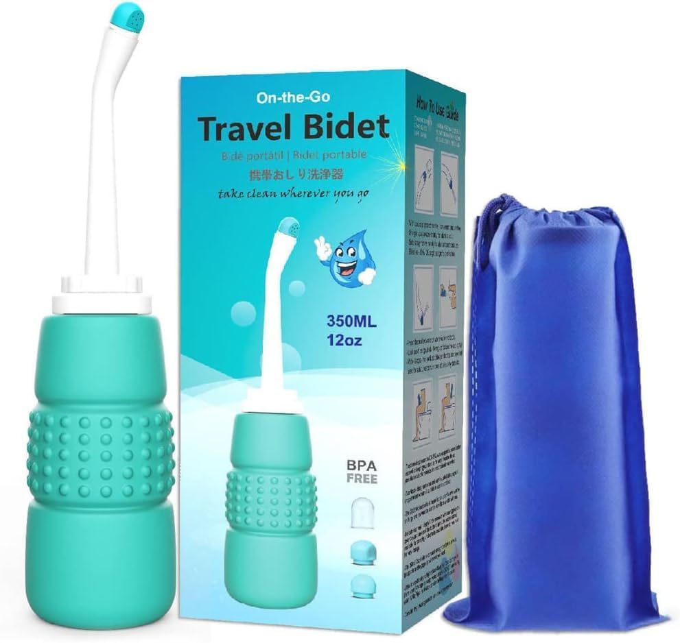 300ML Plastic Retractable Handheld Water Spray Bidet Portable of Antislip, Bidet Angled Nozzle Spray with Travel Bag, Bidet for Toilet with Long Pointed Nozzle for Personal Hygiene Cleaning/Baby Care/Soothing Postpartum Care