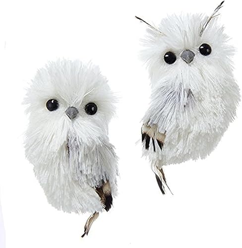 Kurt Adler Adorno de Navidad de búho colgante plateado de 5.1 pulgadas, acrílico, 2 surtidos