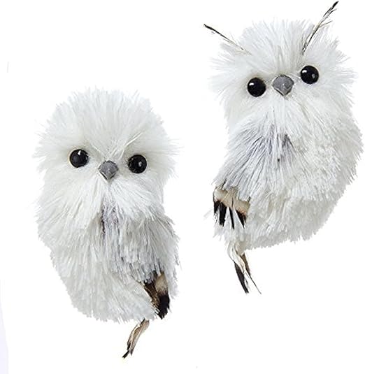 Kurt Adler 5.1in Silver Hanging Owl Christmas Ornament,Acrylic, 2 Assorted