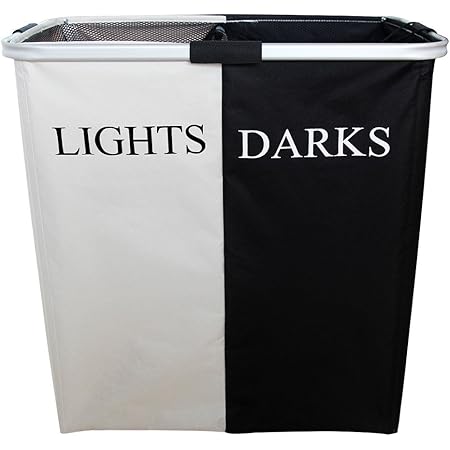 Sweetlife Panier A Linge Sale Double Noir Et Blanc Leger Pliable Corbeille De Stockage Rangement 2 Compartiment Rectangulaire Pliant X Cadre En Aluminium Panier En Oxford Amazon Fr Cuisine Maison