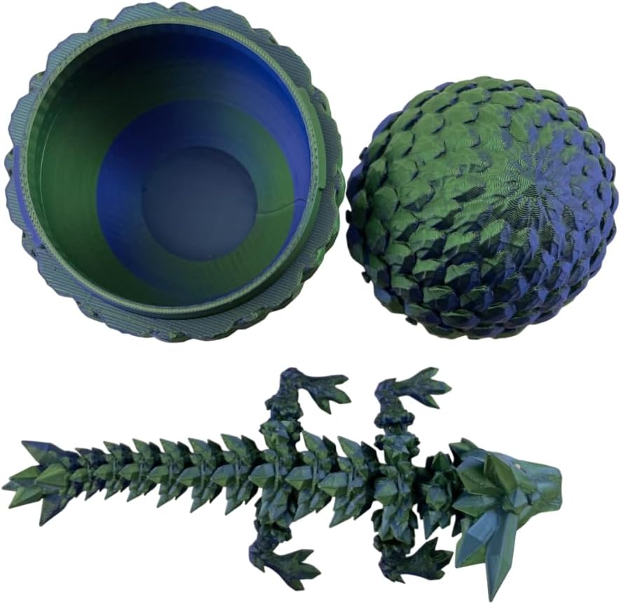 3D Printed Baby Crystal Dragon - Articulating Fidget Toy, Enchanting Gift for Dragon Lovers (Blue Green)