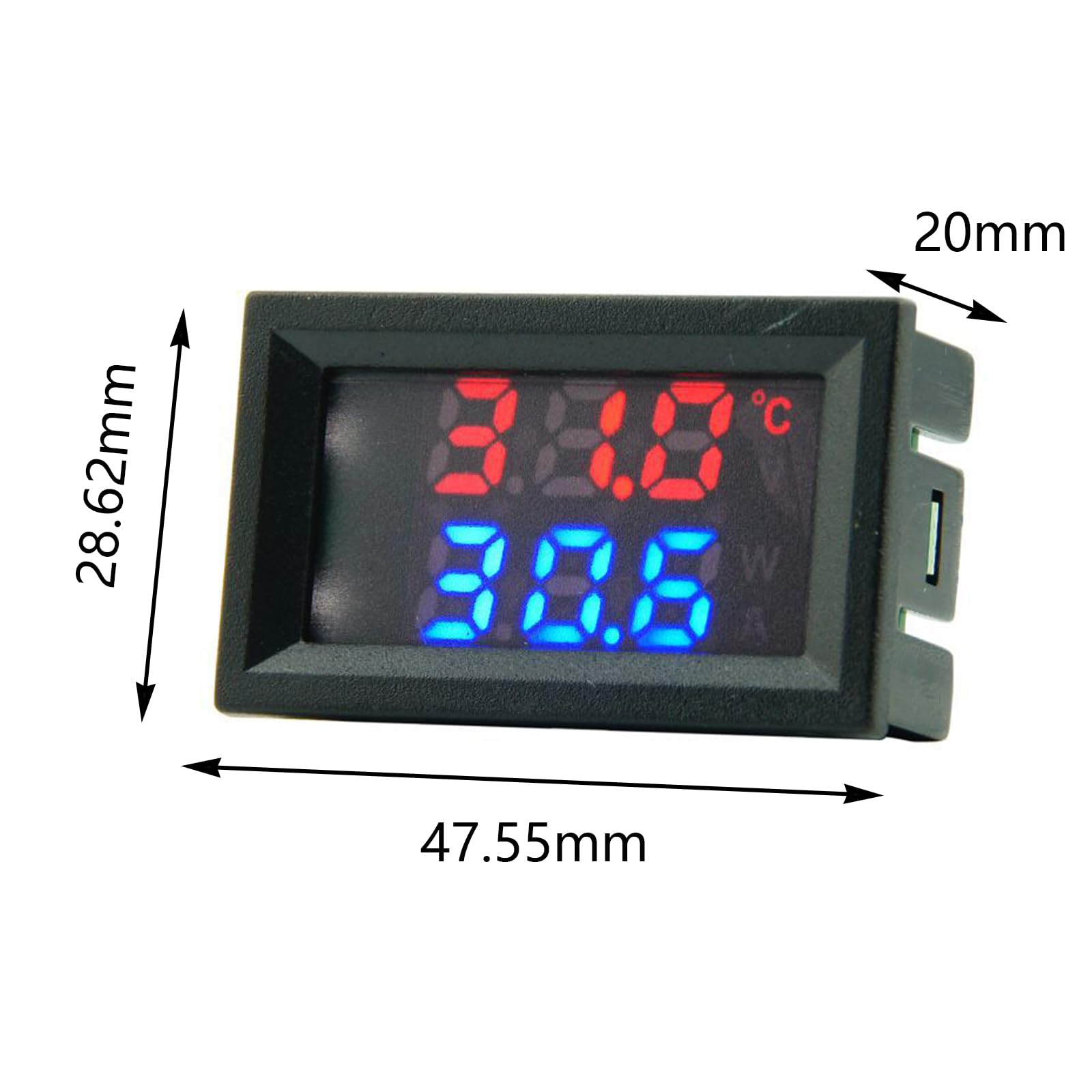 Termometro Digitale Doppio Display 4~30V Alimentazione Diretta Impermeabile Sensore di Temperatura Metallo Rosso Argento Blu