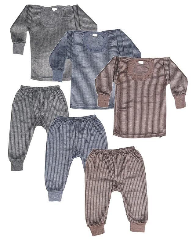 Unisex Kids Winter Wear Thermal Set Innerwear Top & Full Pant Woolen Warmer for Girls Boys, Kids Unisex Body Warmer Thermal (Set of 3)