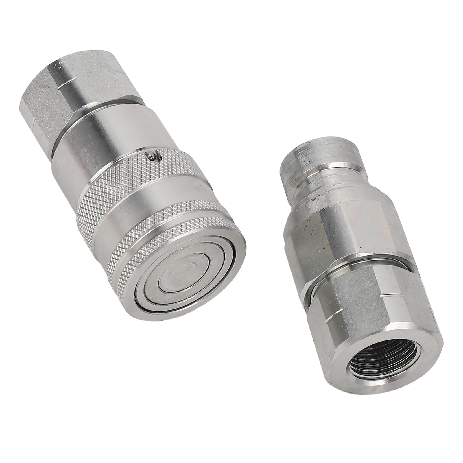Acoplamientos hidráulicos de conexión rápida, 2 piezas, accesorios de conexión rápida de cara plana de acero al carbono de alta resistencia con tapas antipolvo, rosca 1/2 N