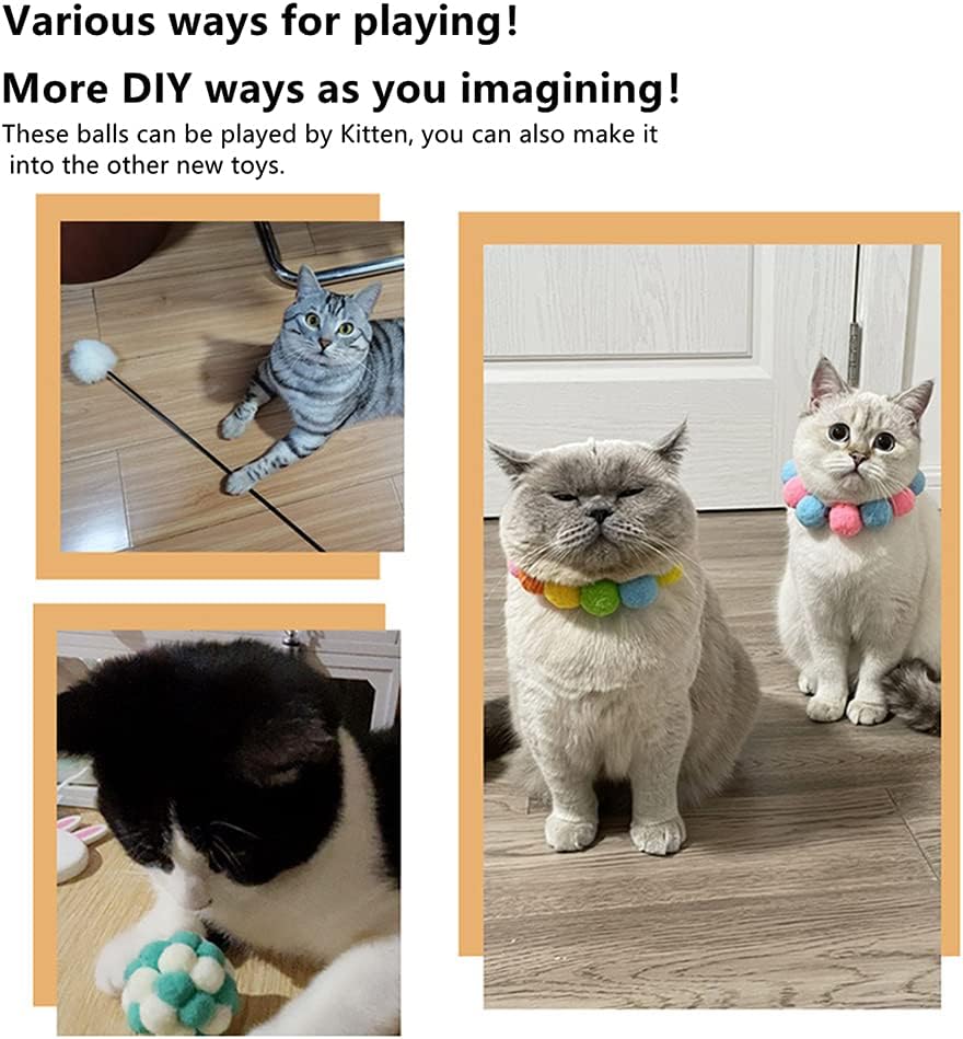 30 Pcs Soft Cat Toys Balls Kitten Toys Interactive Fur Pompom Balls Assorted Color for Cats : Pet Supplies