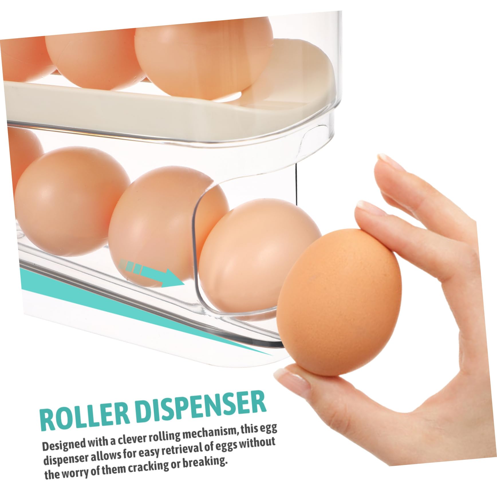 Gatuida Huevos con Rodillo Organizador de Almacenamiento de Huevos Refrigerador Estante de Doble Cubierta para Huevos de Cocina