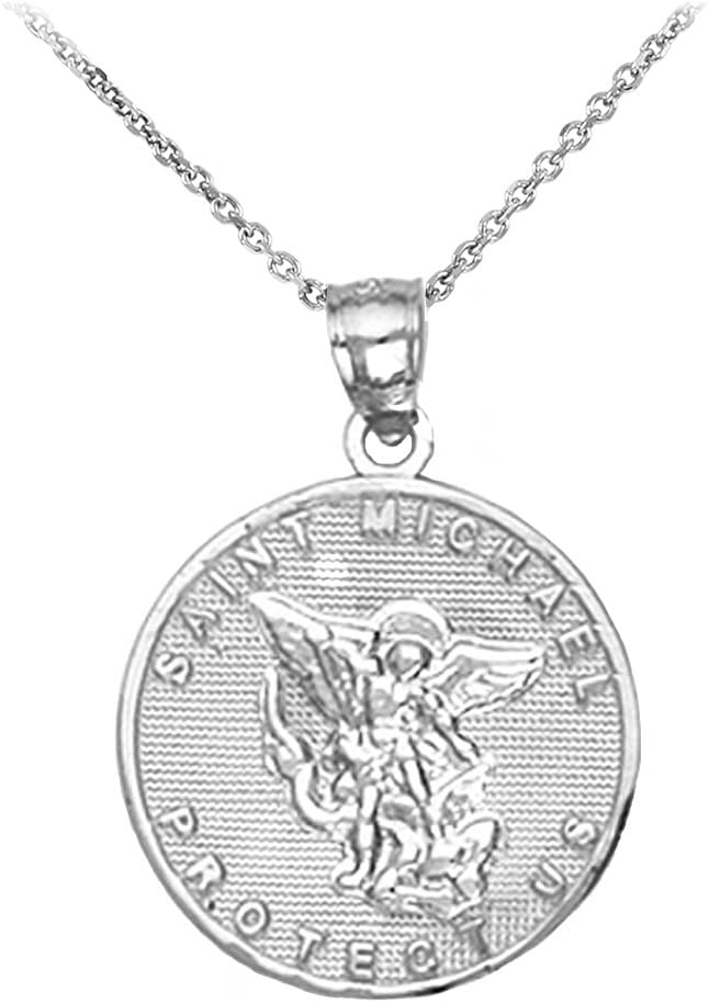 925 Sterling Silver Saint Michael Medal Protection Charm Pendant Necklace