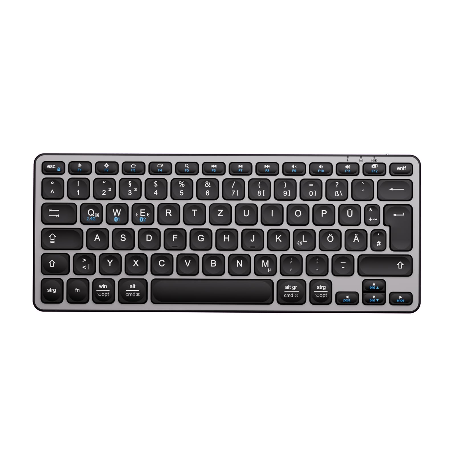 iClever Bluetooth-Toetsenbord, Draadloos en Oplaadbaar, Compact PC- Toetsenbord Voor Meerdere Apparaten Met Stabiele USB-C-Verbinding, Stil en Compatibel Met Mac Voor iPad
