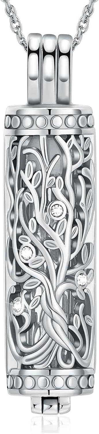 shajwo Cylinder Cremation Urn Ashes Necklace for Women Men Glass Vial Urn Pendant Keepsake Memorial Jewelry