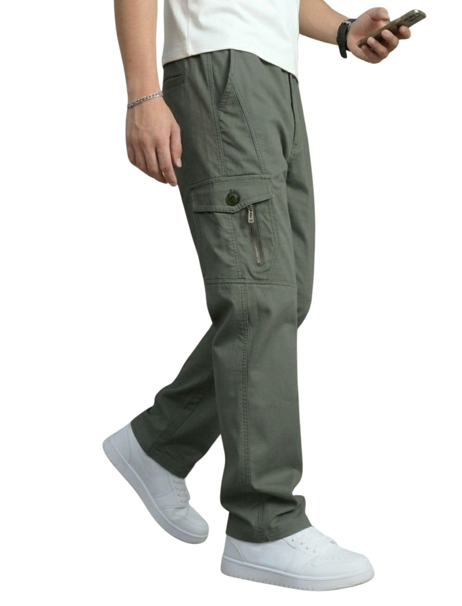 hoytoche Men’s Cargo Pants-100% Premium Cotton Tapered Fit Lightweight Breathable Multi-Pocket Drawstring Utility Casual Trousers-picture-22
