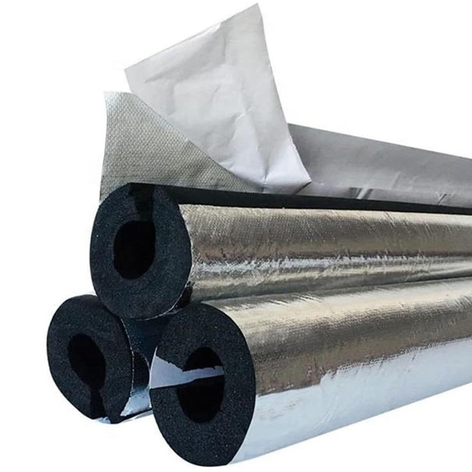 95cm Guaina Isolante in Gomma, Tubo Isolante Antigelo per Esterni, Isolante per Tubi in Foglio di Alluminio Autosigillante, per Tubi dell'Acqua Fredda e Calda(TK 30mm/1.2",ID 110 mm/4.3")