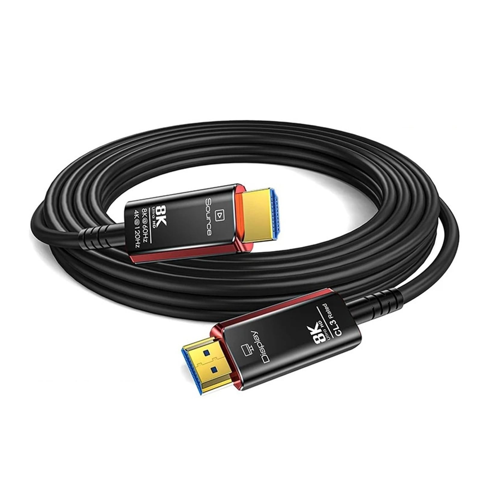 Cable HDMI 2.1 De Fibra Óptica 8K@60Hz 4K@120Hz/144Hz, Ancho De Banda Clasificado CL3 De 48 Gbps, EARC HDCP 2.2 2.3, Compatible Con TV, Proyector, Consolas De Juegos(30m)