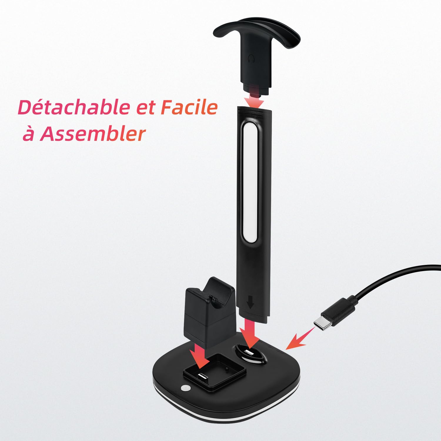 Mcbazel Station de Charge pour Manettes PS5 DualSense, Support pour Casques sans Fil, avec Éclairage RGB Polyvalent, Compatible avec la Console PS5