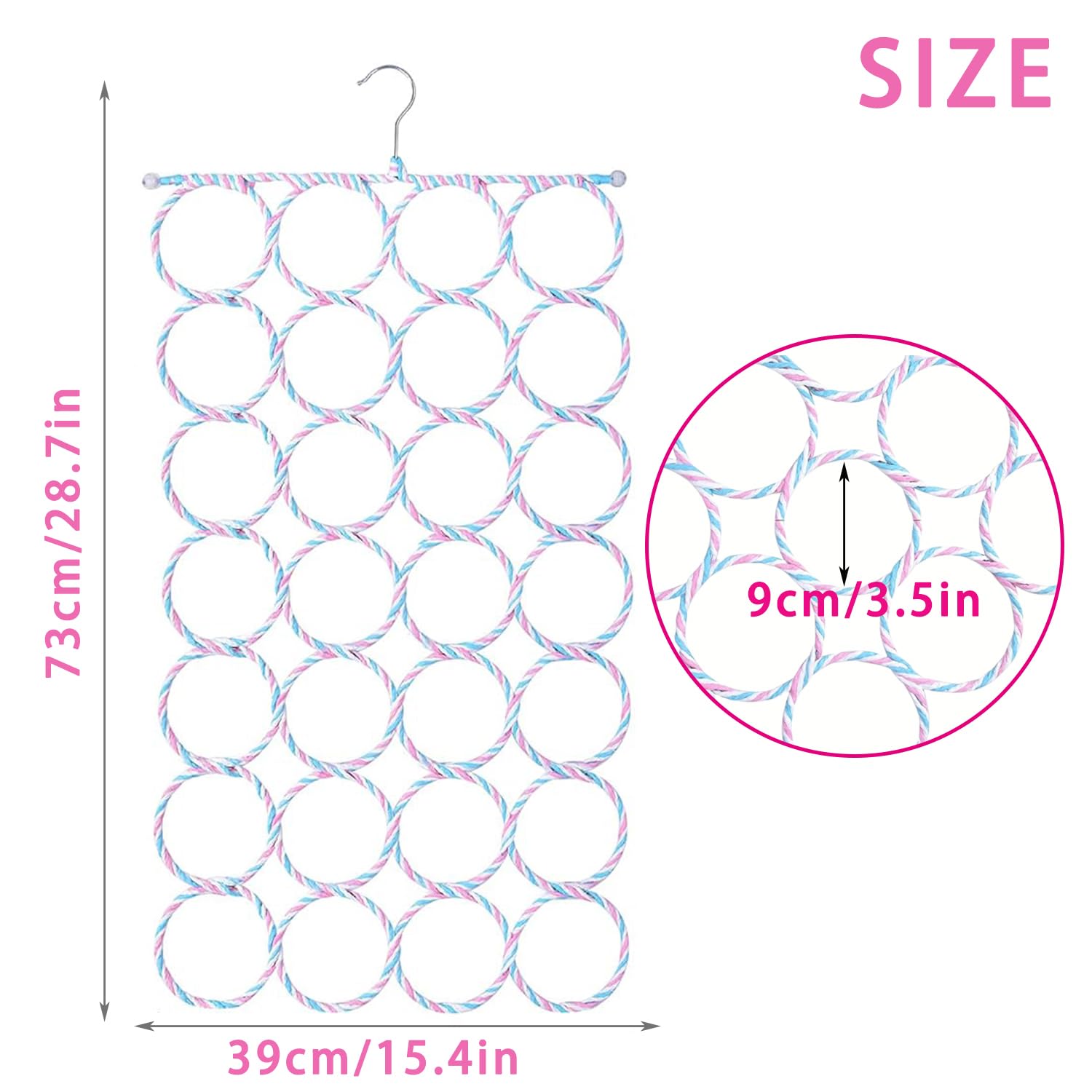 Porta Sciarpe con 28 Fori, Organizzatore Sciarpe, Pieghevole Leggero Ganci Per Scialli, Gruccia a Anelli Porta Sciarpa, Portacravatte Da Armadio, Multifunzionale Appendiabiti Per Cravatte, Cinture