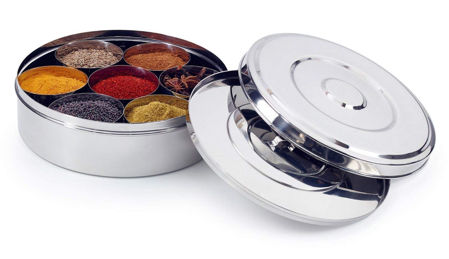 Stainless Steel Spice Box with Double Lid