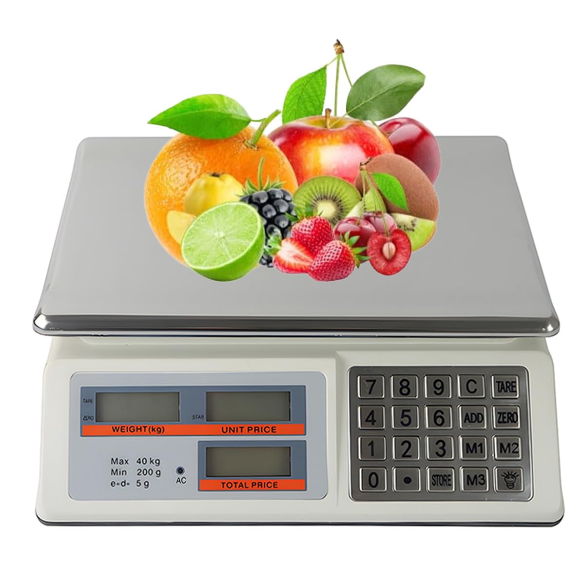 Preisberechnungs-Plattformwaage, Präzise elektronische Waage, Ladenwaage, Doppelseitige LCD-Anzeige HDWR wagPRO-S40A