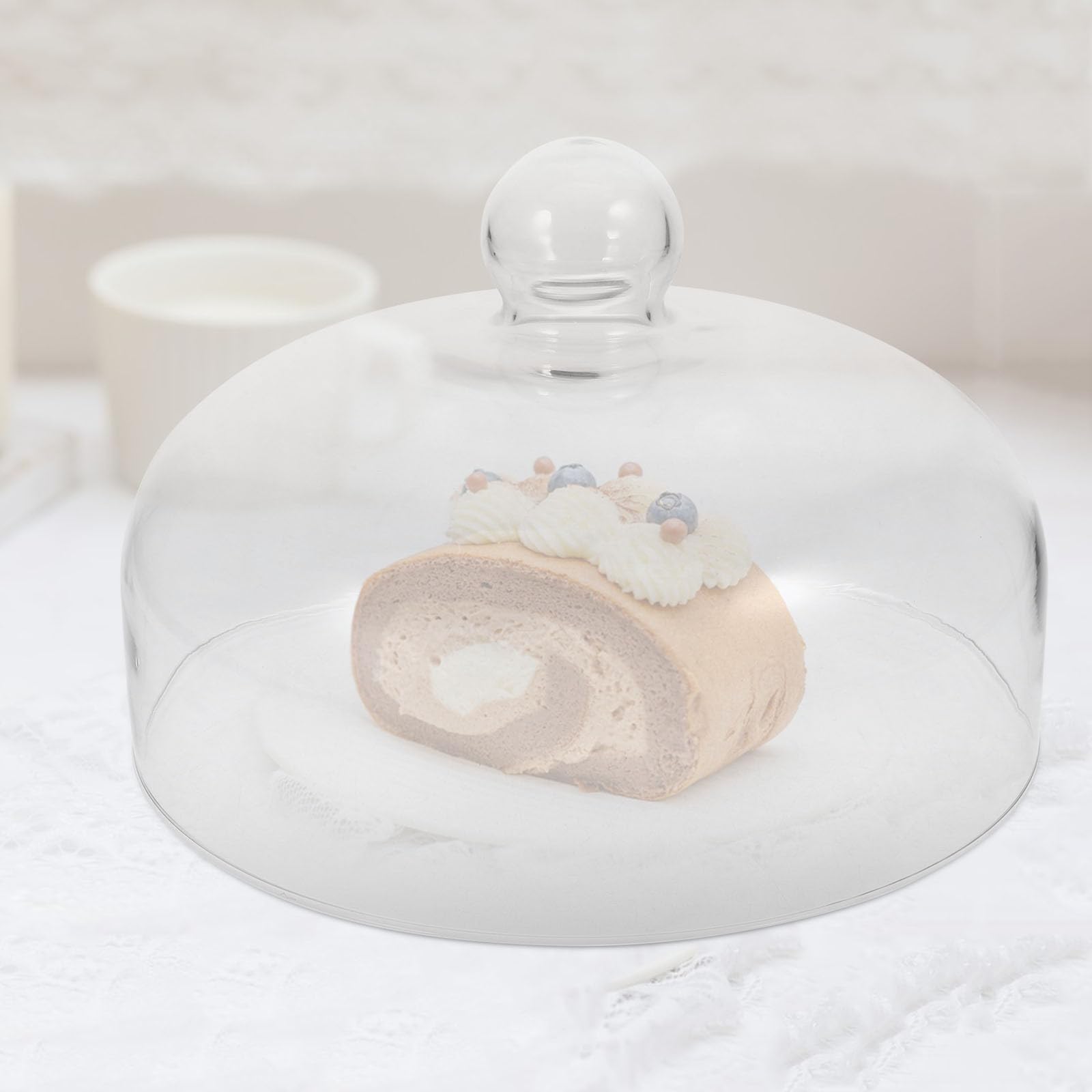 Cloche Alimentaire en Verre sans Plomb Couvercle Pratique pour Gâteaux Diamètre 26 CM Hauteur 17,5 CM Protection Alimentaire Cuisine Familiale