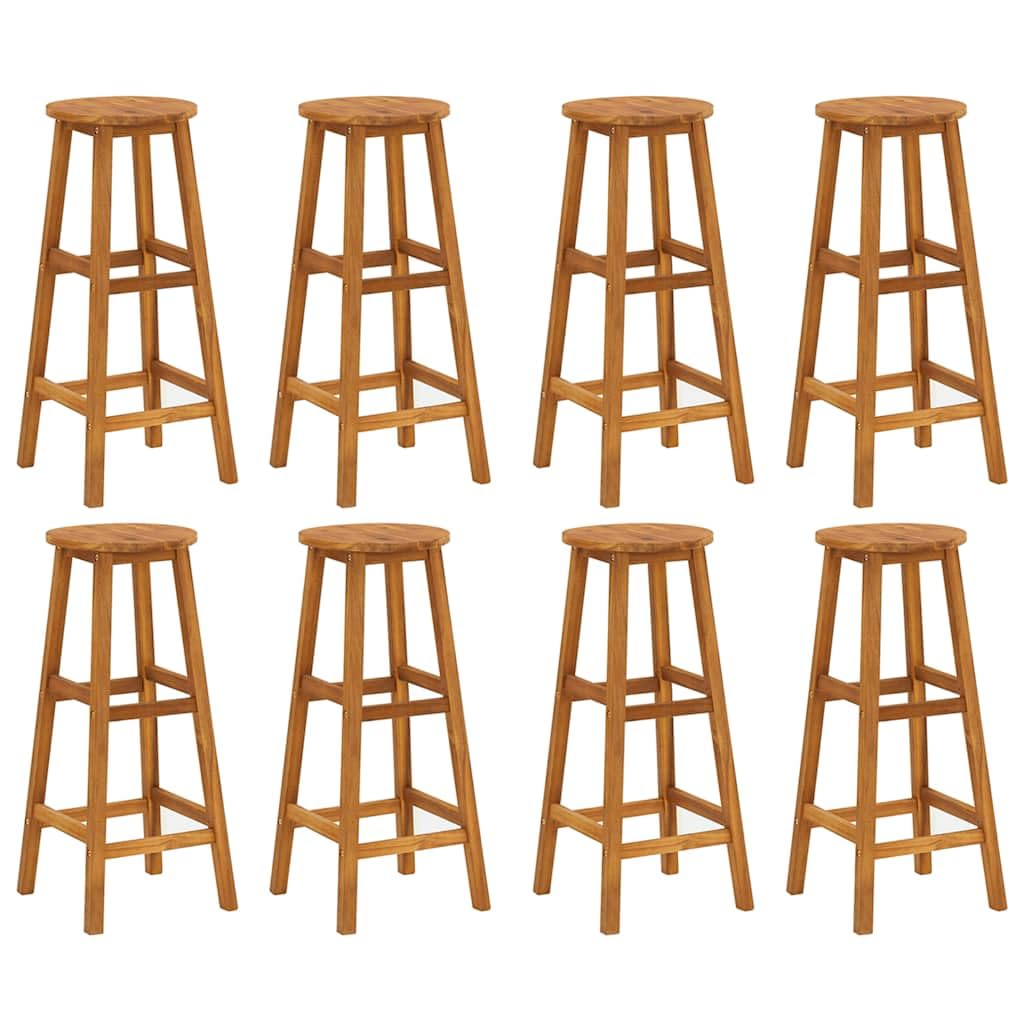 Lot de 4 tabourets de bar en bois massif d'acacia avec repose-pieds et surface revêtue d'huile - Pour l'extérieur