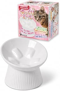 2026年改良型 福猫物語 ゆっくりミール 猫専用食器 フードボウル 早食い防止突起付き 吐き戻し軽減 肥満予防 首の負担を軽減 脚付き 食べやすい高さ 15度の傾斜 陶器製 セラミック 電子レンジの使用不可