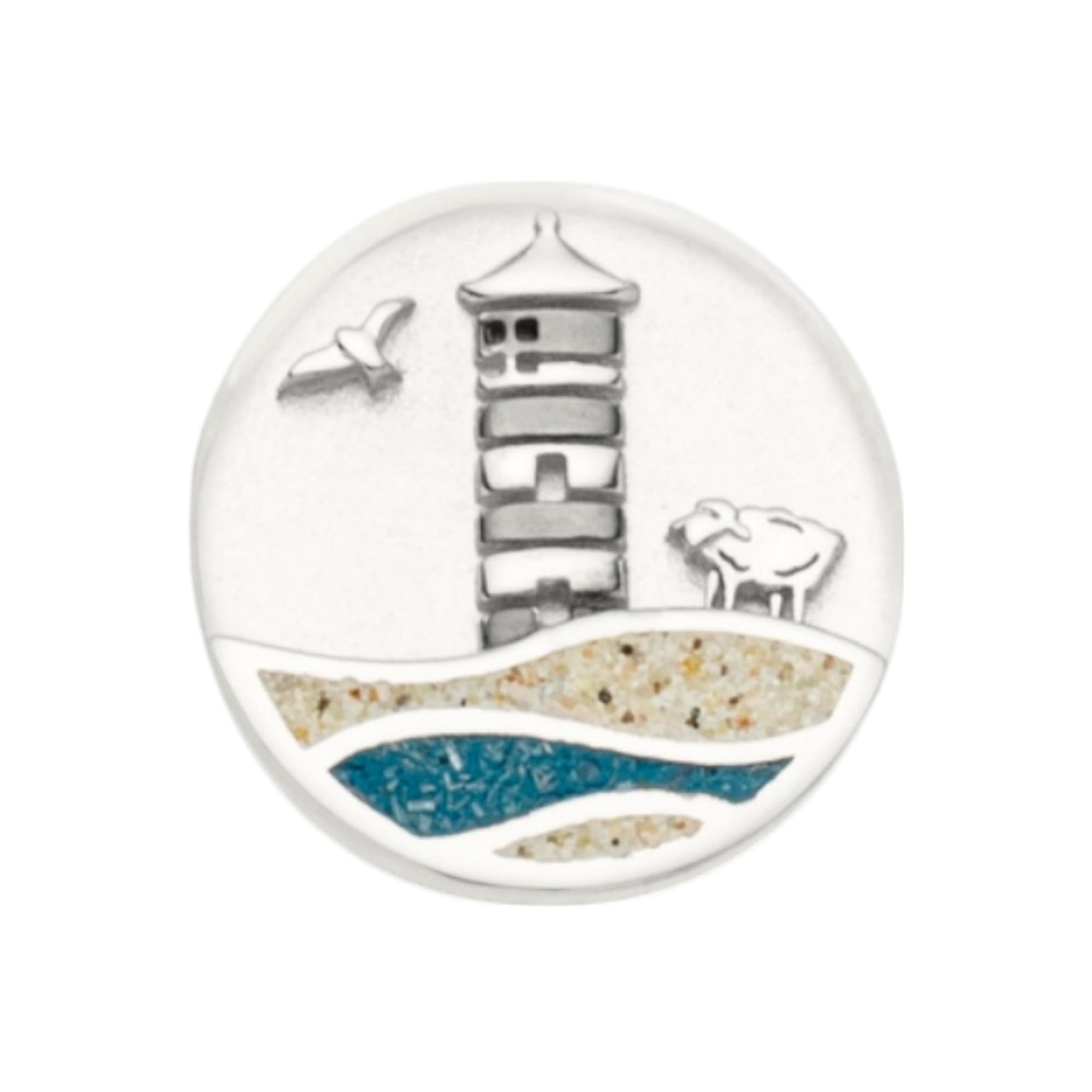 DUR Schmuck Schiebeelement Strandwellen PILSUMER LEUCHTTURM Strandsand/Kyanit, Silber 925/- rhod. (F408) für Wickelarmband A1586 und A1704