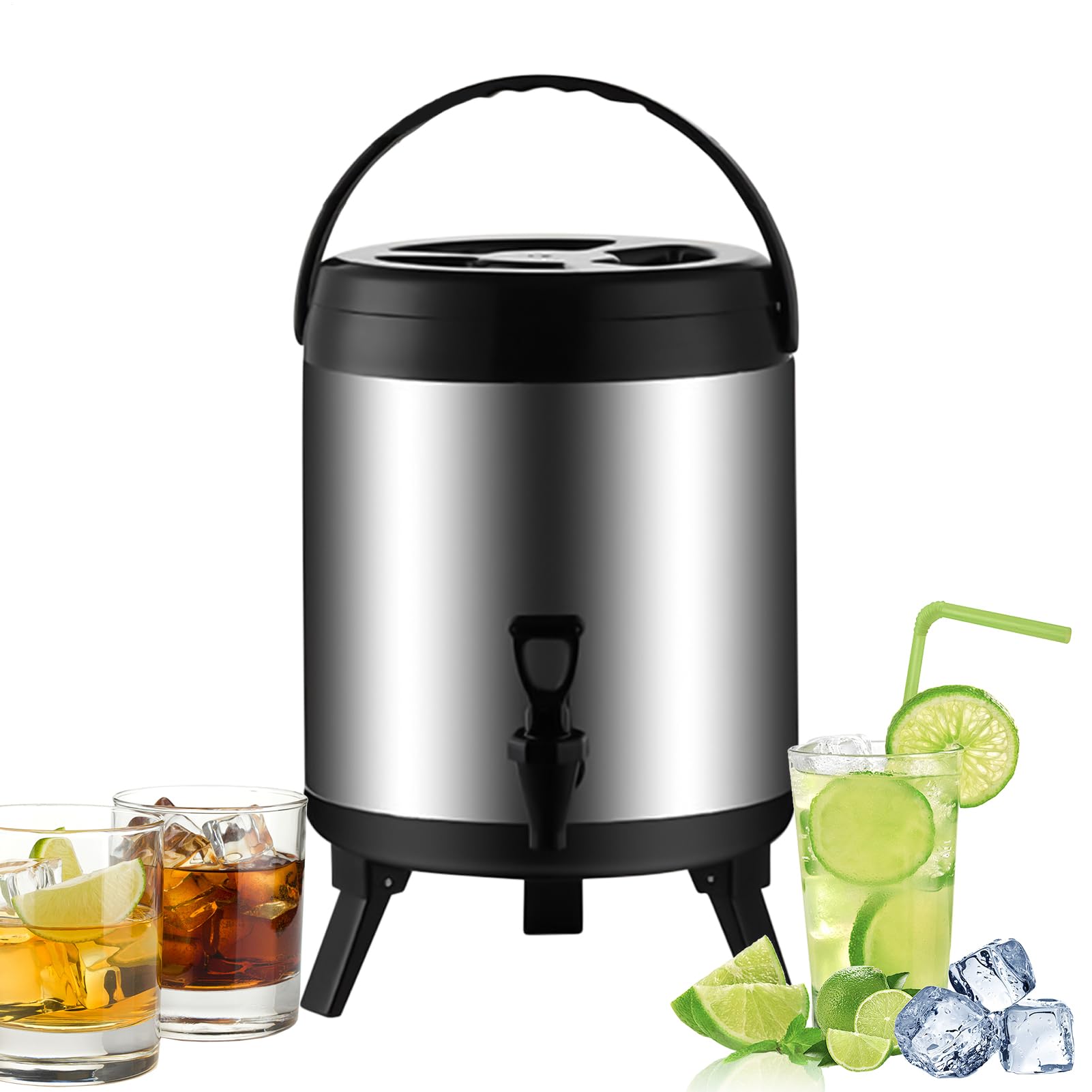Dispensador De Bebidas De Acero Inoxidable - Dispensador De Bebidas Con Aislamiento De Acero Inoxidable | Jarra De Bebidas Heladas Aisladas Portátiles De 8L Con Grifo Para Fiestas, Picnics