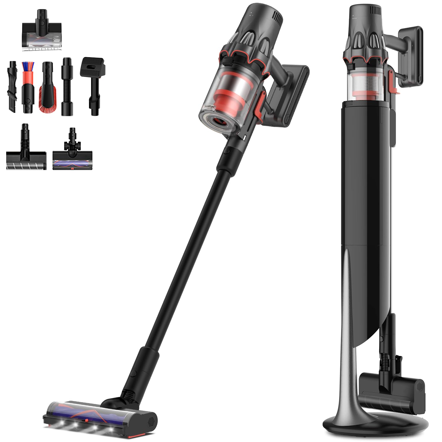 Deerma Aspiradora sin Cable DEM-T50W Station 30kPa, 590W con Estación de Vaciado Automático, Optima para Mascotas y Suelos Duros