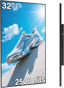32inch Digital Signage, 2500nits High Brightness Advertising Display, Slim Fit Frameless LCD Monitor, CMS Remote Publishing, 24/7 Operation, Smart Split Screen Play, HDMI/USB/WiFi/Android System