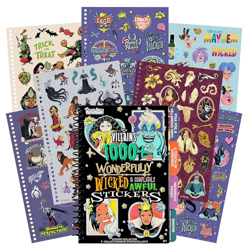 Fashion Angels Disney Villains 1000+ Tabbed Sticker Book Includes Foil & Vinyl Stickers Collector Sheets & More Craft Decorate & Personalize for Kids
