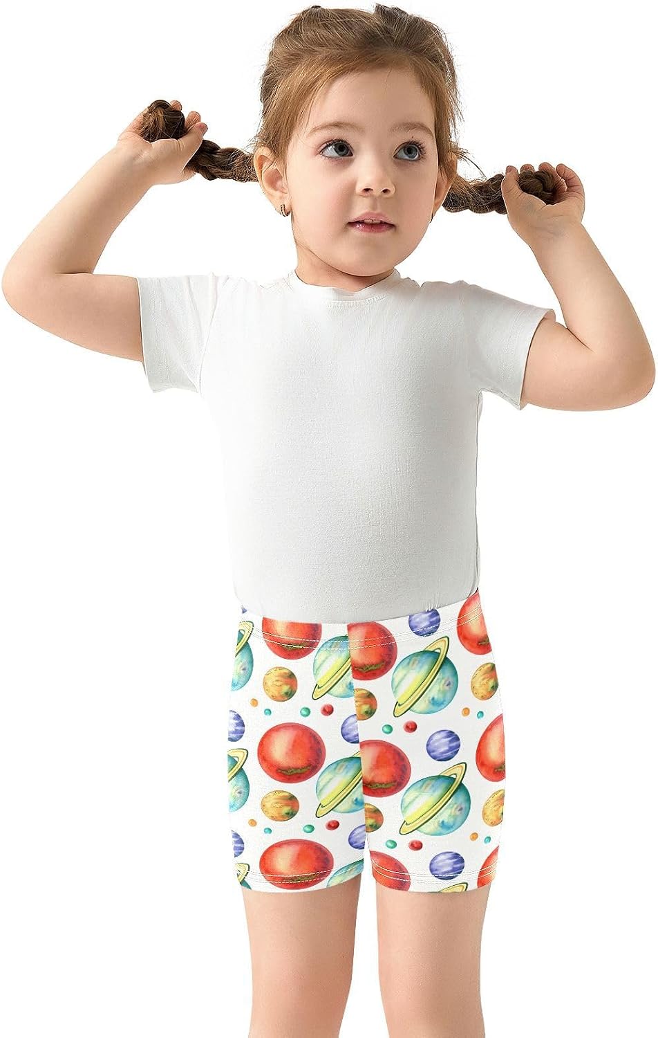Planet White Girls Bike Shorts Toddler Soft Cotton Under Dress Dance Shorts