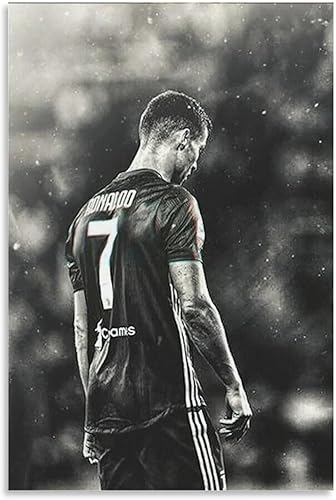 VRG Ronaldo - Póster decorativo en lienzo con estrellas de fútbol y decoración de pared, póster moderno para decoración de dormitorio familiar, 12 x