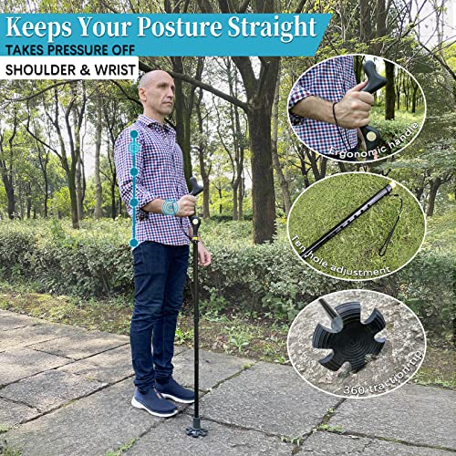 Honmido Walking Cane Foldable For Men & Women Seniors For Balance,Self Standing Folding Cane,Height Adjustable Anti-Slip Lightweight Alloy Walking Stick Collapsable For Travel Mobility Aid (Black) #TOP1