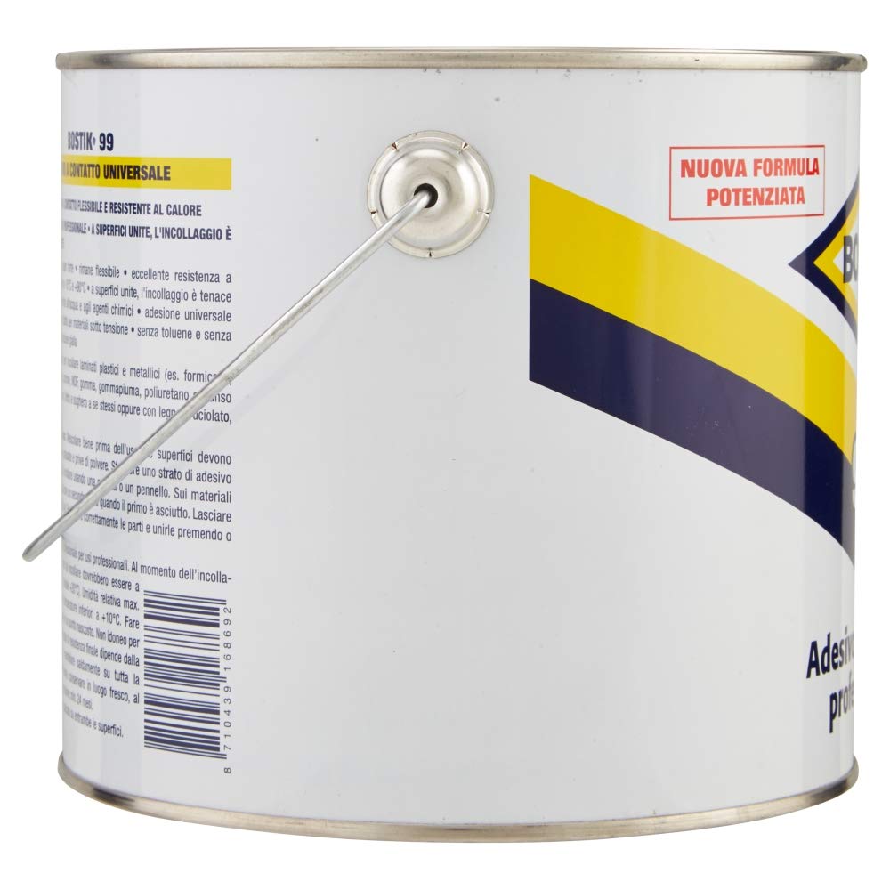 Bostik 99 adesivo a contatto professionale super forte e resistente latta 1800ml giallo