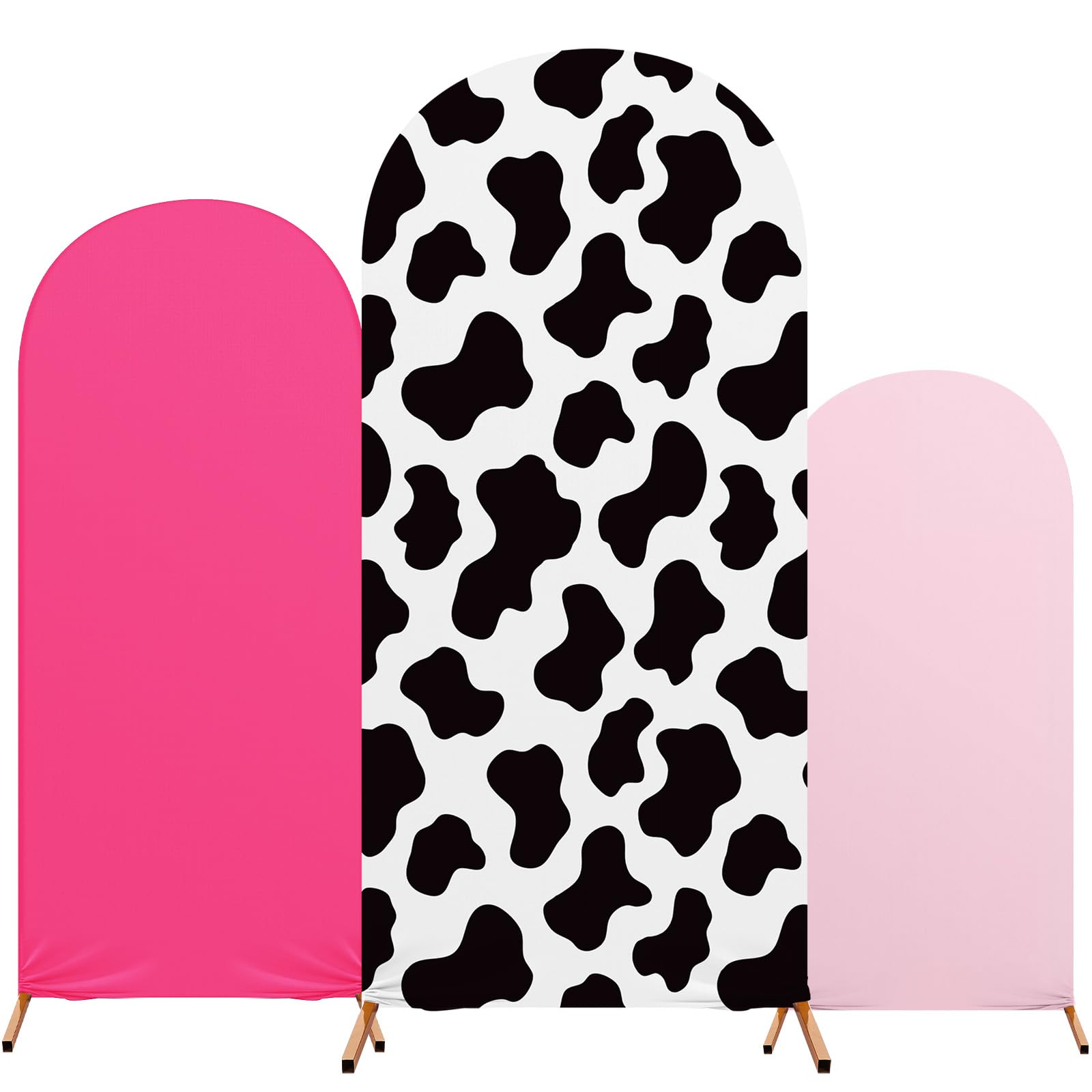 Party-Hintergrund mit Kuhmotiven, Kuh, Geburtstagsparty-Dekorationen, Spandex, 1,2 m, 1,5 m, 1,8 m, für Geburtstag, Bankett, Zeremonie, Rosa, 3 Sets