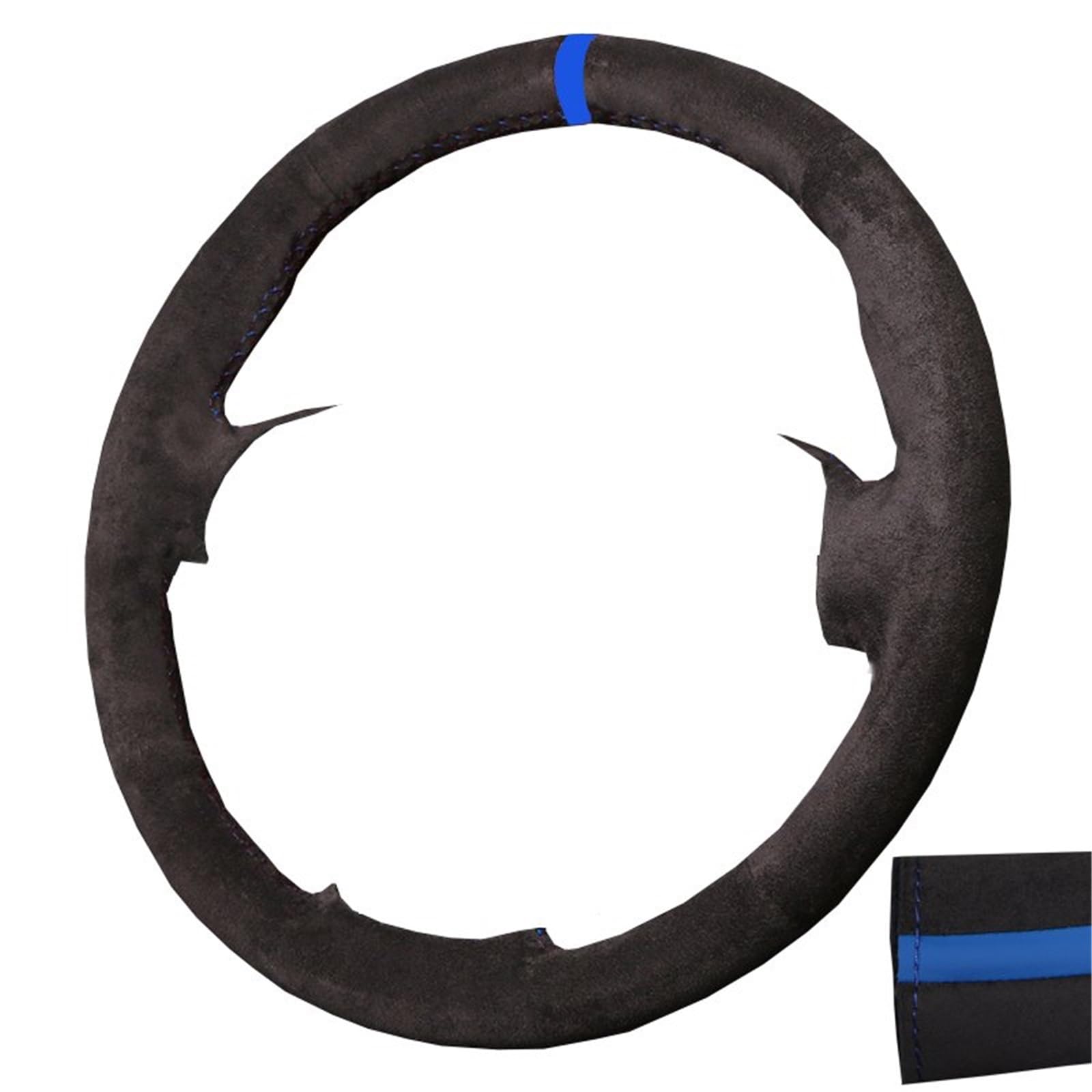 Couvre Volant Voiture Housse Volant Voiture Fibre Carbone Personnalisée Pour Golf 6 Pour Mk6 Pour Polo Pour Sagitar Pour Bora Pour Santana Pour Jetta Pour Mk6 Protege Volant(Suede Blue thread)