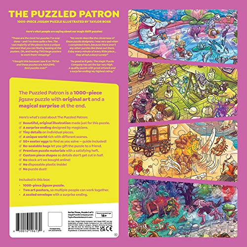 The Puzzled Patron • 1000-Piece Jigsaw Puzzle from The Magic Puzzle Company • Series Three, Blue and White, 1000 pieces, 28 x 21 inches - Image 2