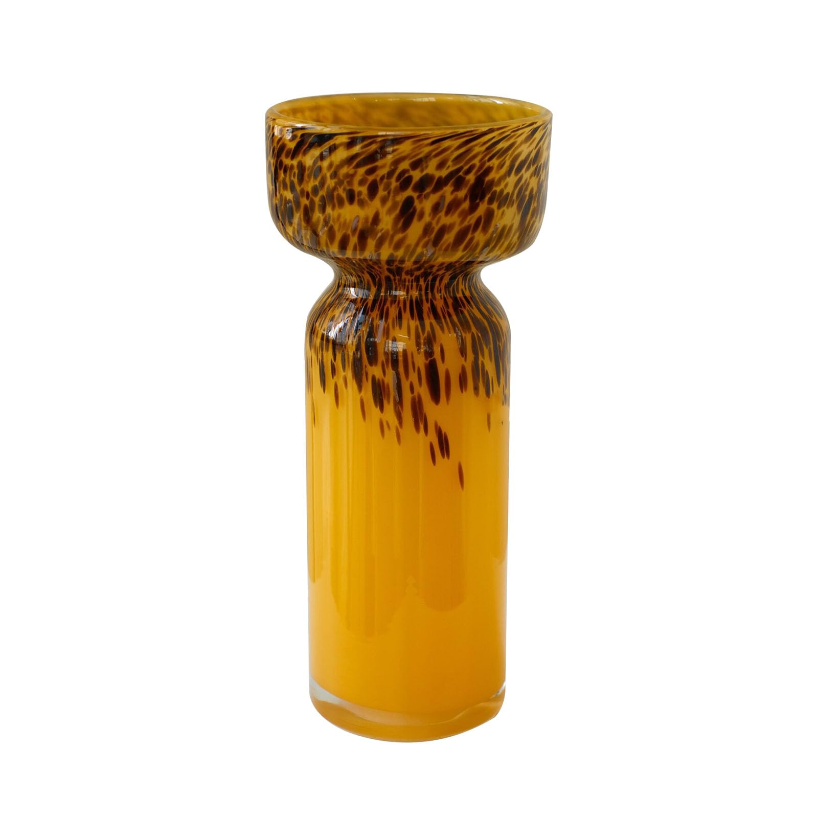 Nzzkoides Yellow Round Glass Vase, Vintage Flower Vase With Texture Pattern, Home Decor For Living Room, Bedroom, Dining Table, Office, Coffee Shop(Size:14 * 14 * 31Cm,Color:yellow)