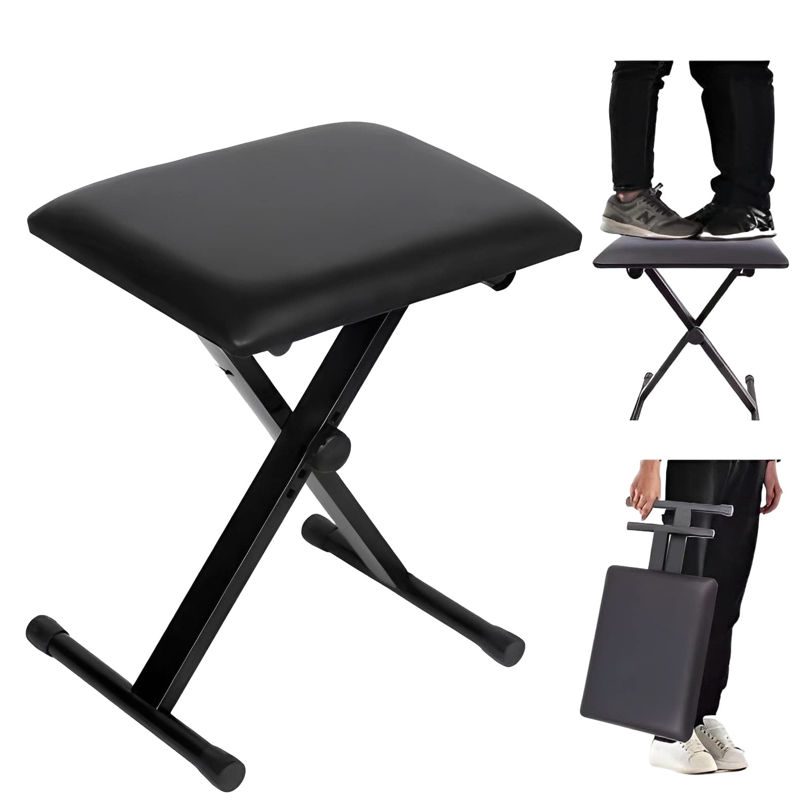 キーボードスタンド x型 折りたたみ ピアノ キーボードベンチ 白 2514