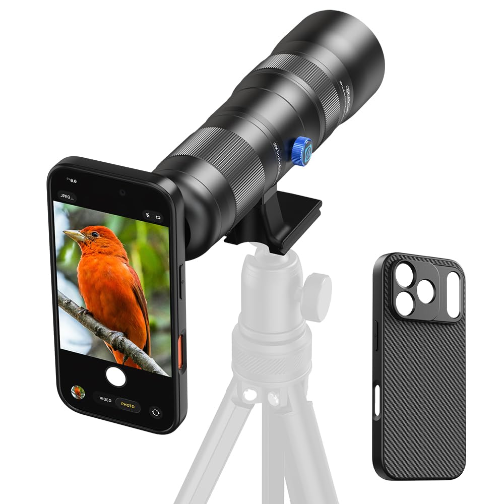 APEXEL Obiettivo zoom 20-60X con custodia integrata per iPhone 17 Pro - Teleobiettivo zoom professionale